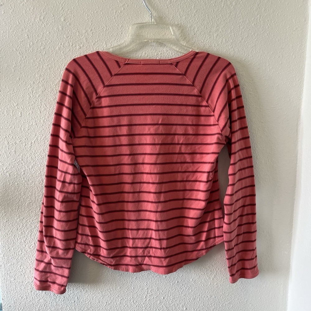 Vintage Y2K Gap Women's T-Shirt Size L Long Sleeve Scoop Neck Striped Pink - Picture 7 of 13